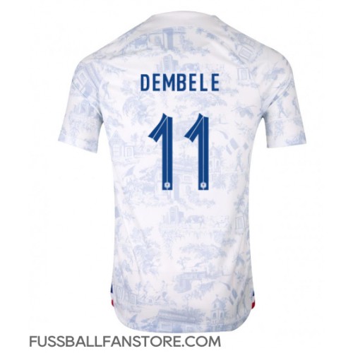 Frankreich Ousmane Dembele #11 Replik Auswärtstrikot WM 2022 Kurzarm